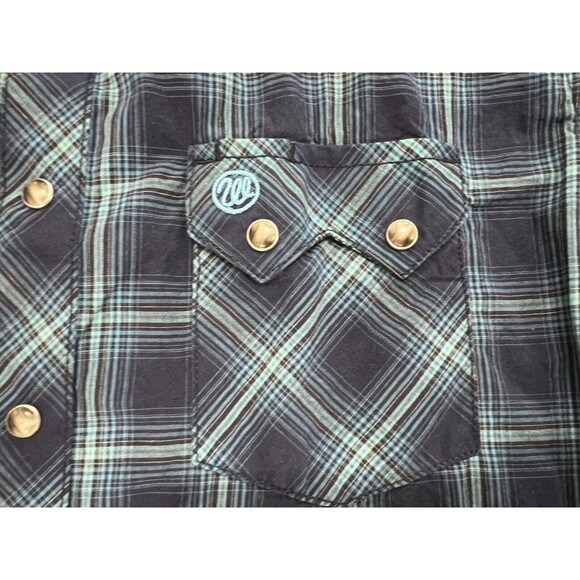 Wrangler Pearl Snap Shirt Mens M Blue Plaid Western Cowboy Sawtooth Pockets Yoke - Picture 3 of 10
